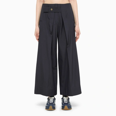 Loewe Pleated Cropped Trousers In Navy