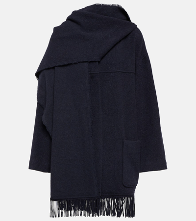 Isabel Marant Étoile Fringe-trimmed Wool-blend Scarf Coat In Grey