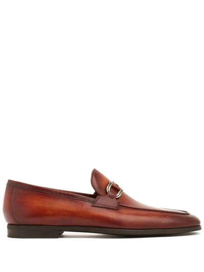 Magnanni Leather Buckle Loafers In Brown
