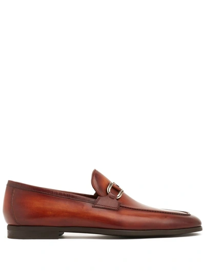Magnanni Leather Buckle Loafers In Tan