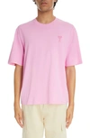 Ami Alexandre Mattiussi Tonal Ami De Coeur T-shirt In Pink