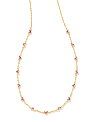 Kendra Scott Haven Crystal Heart Strand Necklace, 19 In Gold Pink Crystal
