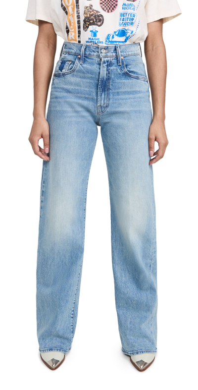 Mother The Lasso High Rise Wide Leg Jeans In Left In Th In Blue