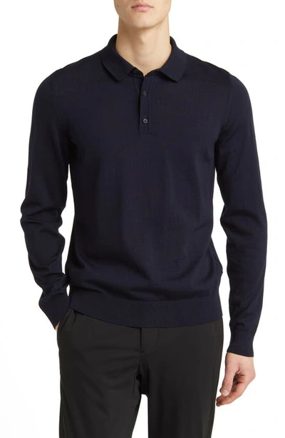 Hugo Boss Lancione Long Sleeve Polo Shirt In Dark Blue