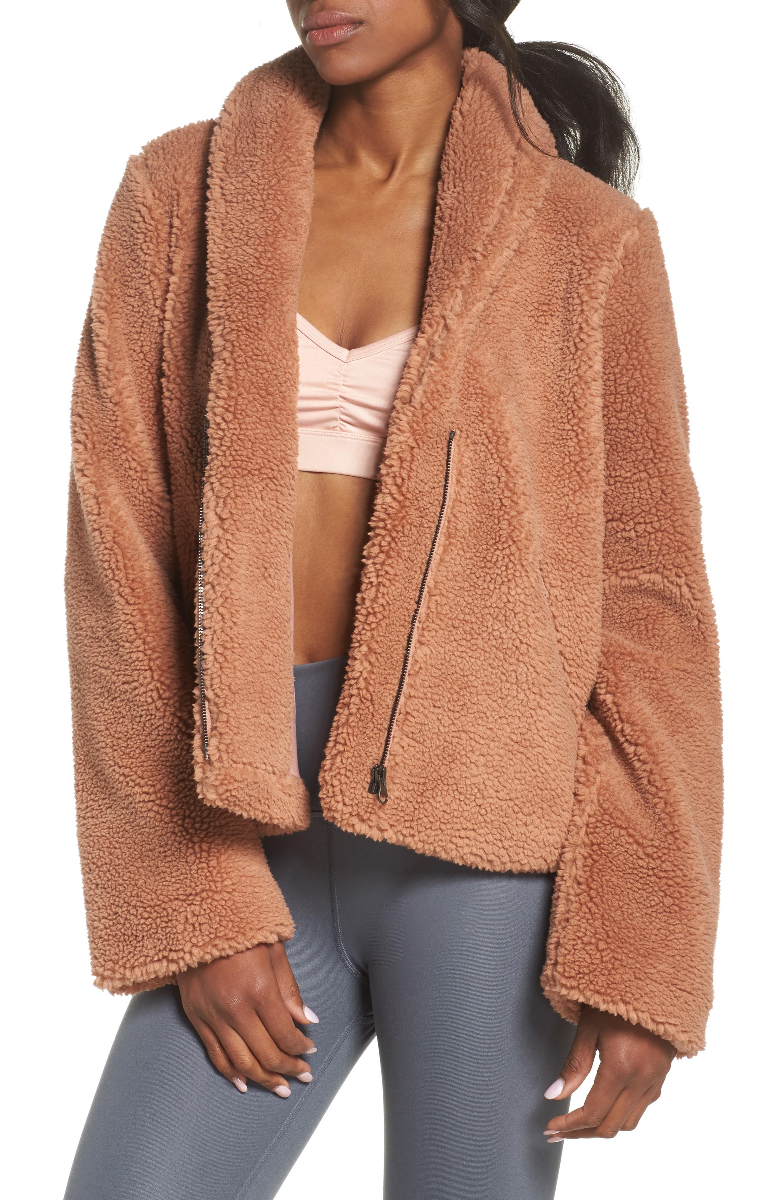 Alo Yoga Cozy Up Faux Fur Crop Jacket In Rosewater | ModeSens