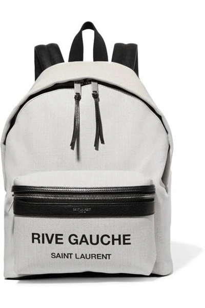 Saint Laurent Mini City Leather-trimmed Printed Canvas Backpack In White