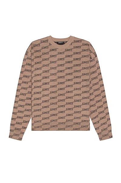 Balenciaga Logo-jacquard Knitted Jumper In Brown