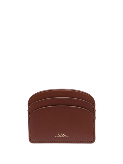 A.p.c. Demi Lune Card Holder In Brown