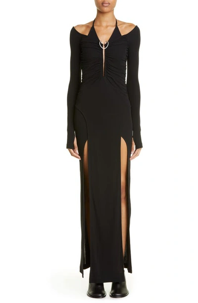 Dion Lee Black Mobius Front Slit Maxi Dress