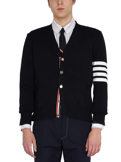 Thom Browne V-neck Cardigan In Navy