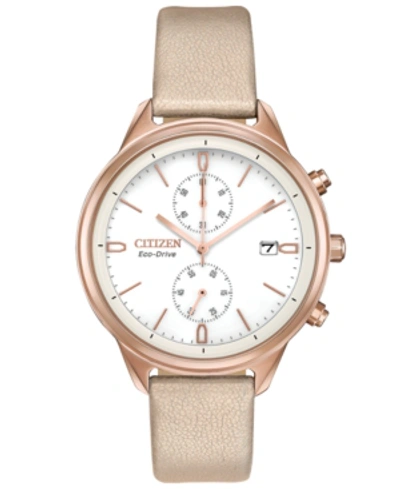 Citizen Eco-drive Women's Chronograph Chandler Pink Vegan Leather Strap Watch 39mm