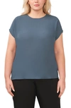 Halogen Crewneck Cap Sleeve Top In Blue Slate