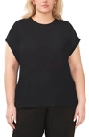 Halogen Crewneck Cap Sleeve Top In Rich Black