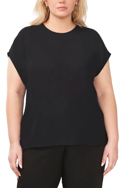 Halogen Crewneck Cap Sleeve Top In Black