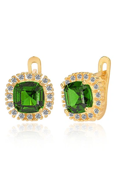 Gabi Rielle 14k Gold Plated Sterling Silver Emerald Cz Drop Earrings