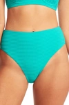 Sea Level Retro High Waist Bikini Bottoms In Aqua