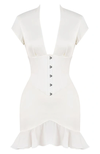 House Of Cb Tannia Corset Cocktail Dress In White