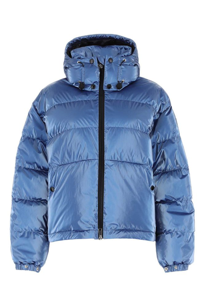 Moncler Moselotte Hooded Short Down Puffer Jacket In Blue