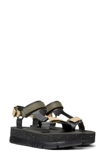 Camper Oruga Up Platform Sandal In Black