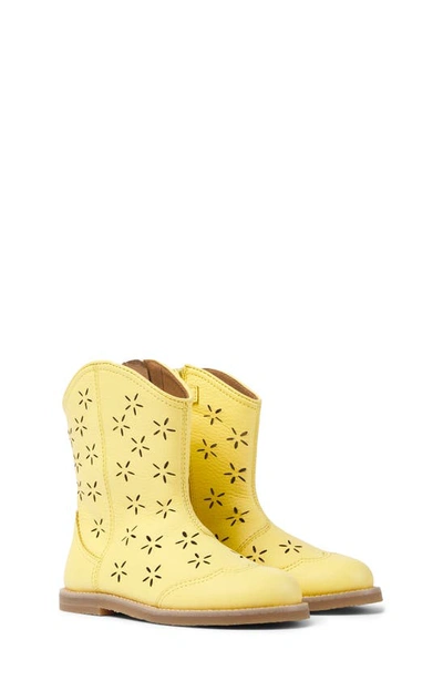 Camper Kids' Floral Cutout Western Boot In Yellow