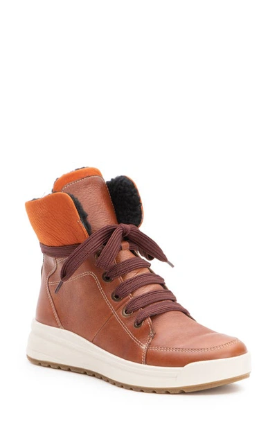 Ara Albany Water Repellent Wool Lined Bootie In Cognac/ Ambra