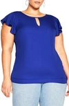 City Chic Sweet Waterfall Top In Royal Blue