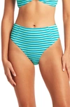 Sea Level Capri Retro High Waist Bikini Bottoms In Aqua