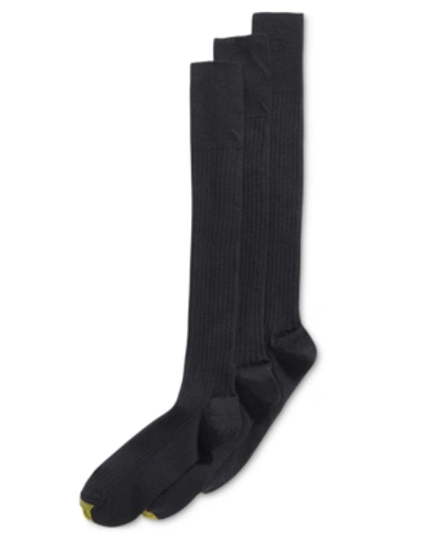 Gold Toe Men's 3- Pack Dress Metropolitan Over The Calf Socks In Blue