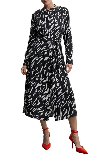 Mango Midi Printed Dress Black