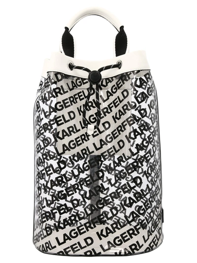 Karl Lagerfeld 'k/beach Logo' Handbag In White/black