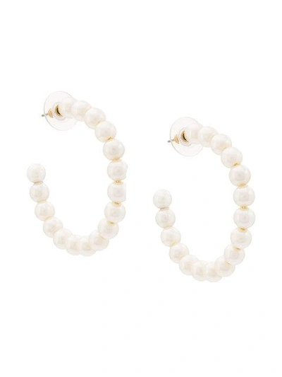 Lele Sadoughi Faux Pearl Hoop Earrings - White