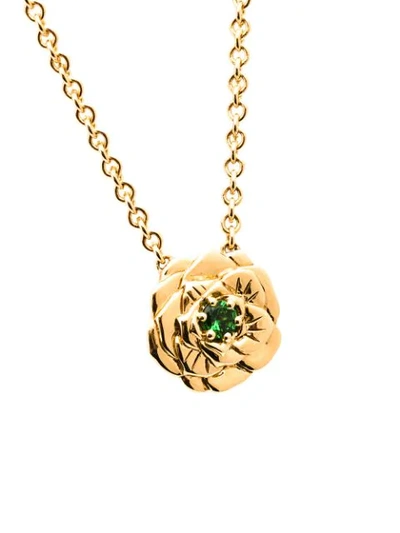 Aurelie Bidermann Gold Green Rose Pendant Necklace