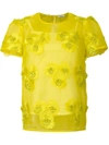 P.a.r.o.s.h Floral Embroidered Sheer Blouse In Yellow
