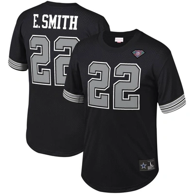 Mitchell & Ness Men's  Emmitt Smith Black Dallas Cowboys Retired Player Name And Number Mesh Top