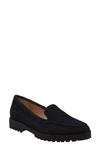 Andrea Carrano Suede Loafer In Navy Suede