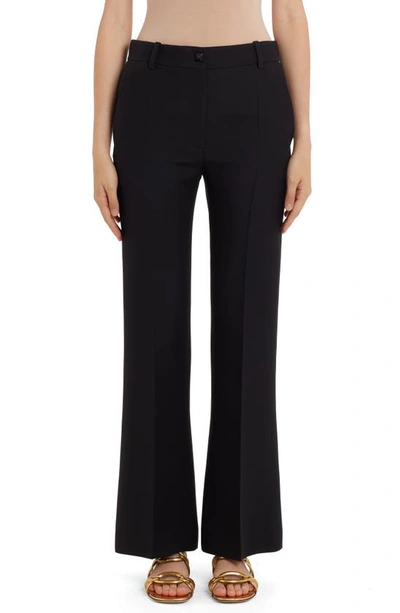 Valentino Flare Crepe Couture Trousers In 0no-nero