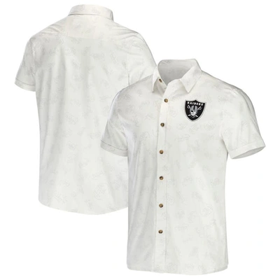 Nfl X Darius Rucker Collection By Fanatics White Las Vegas Raiders Woven Button-up T-shirt