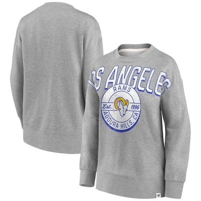 Fanatics Branded Heathered Gray Los Angeles Rams Jump Distribution Tri-blend Pullover Sweatshirt