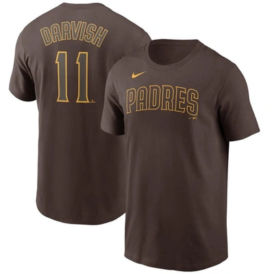 Nike Yu Darvish Brown San Diego Padres Name & Number T-shirt