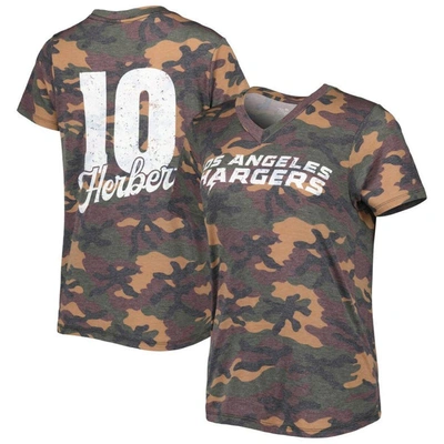 Industry Rag Majestic Threads Justin Herbert Camo Los Angeles Chargers Name & Number V-neck Tri-blend T-shirt