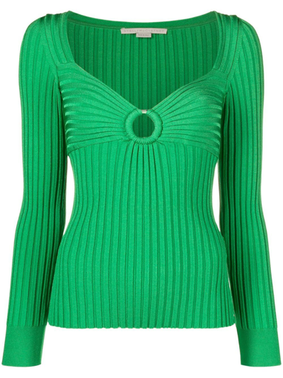 Stella Mccartney Cut-out Ribbed Knitted Top In Green