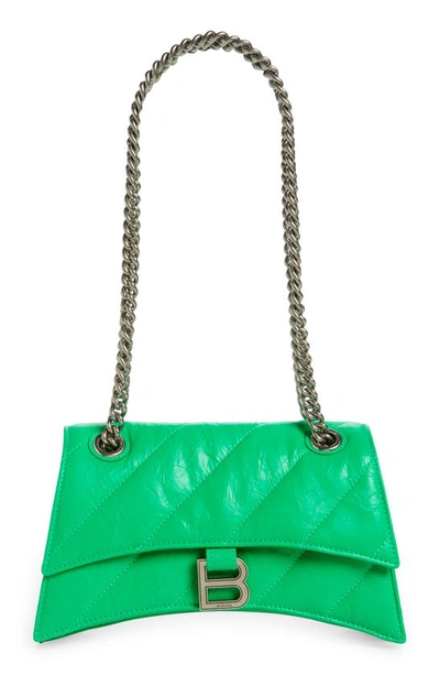 Balenciaga Small Crush Quilted Chain Bag In Green