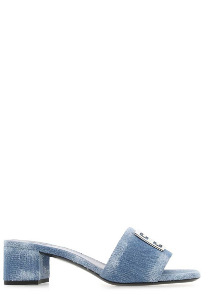 Givenchy 4g Denim Medallion Slide Sandals In Medium Blue