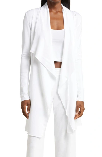 Lunya Short Cowl-neck Pima Cotton Dressing Gown In Sincere White