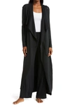 Lunya Long Cowl-neck Pima Cotton Robe In Immersed Black