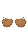 Tom Ford Men's Dashel Double-bridge Metal Aviator Sunglasses In Black / Brown / Gold