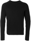 Ami Alexandre Mattiussi Ribbed Raglan Sleeves Sweater In 001 Black