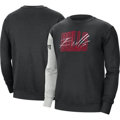 Nike Chicago Bulls Courtside  Men's Nba Fleece Sweatshirt In Black,heather Gray