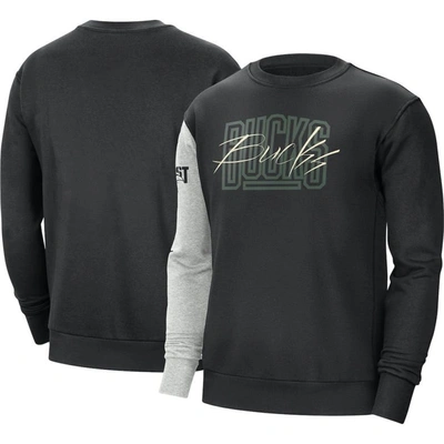Nike Milwaukee Bucks Courtside  Men's Nba Fleece Sweatshirt In Black,heather Gray
