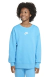 Nike Sportswear Club Fleece Big Kids' (girls') Crew Sweatshirt In Blue